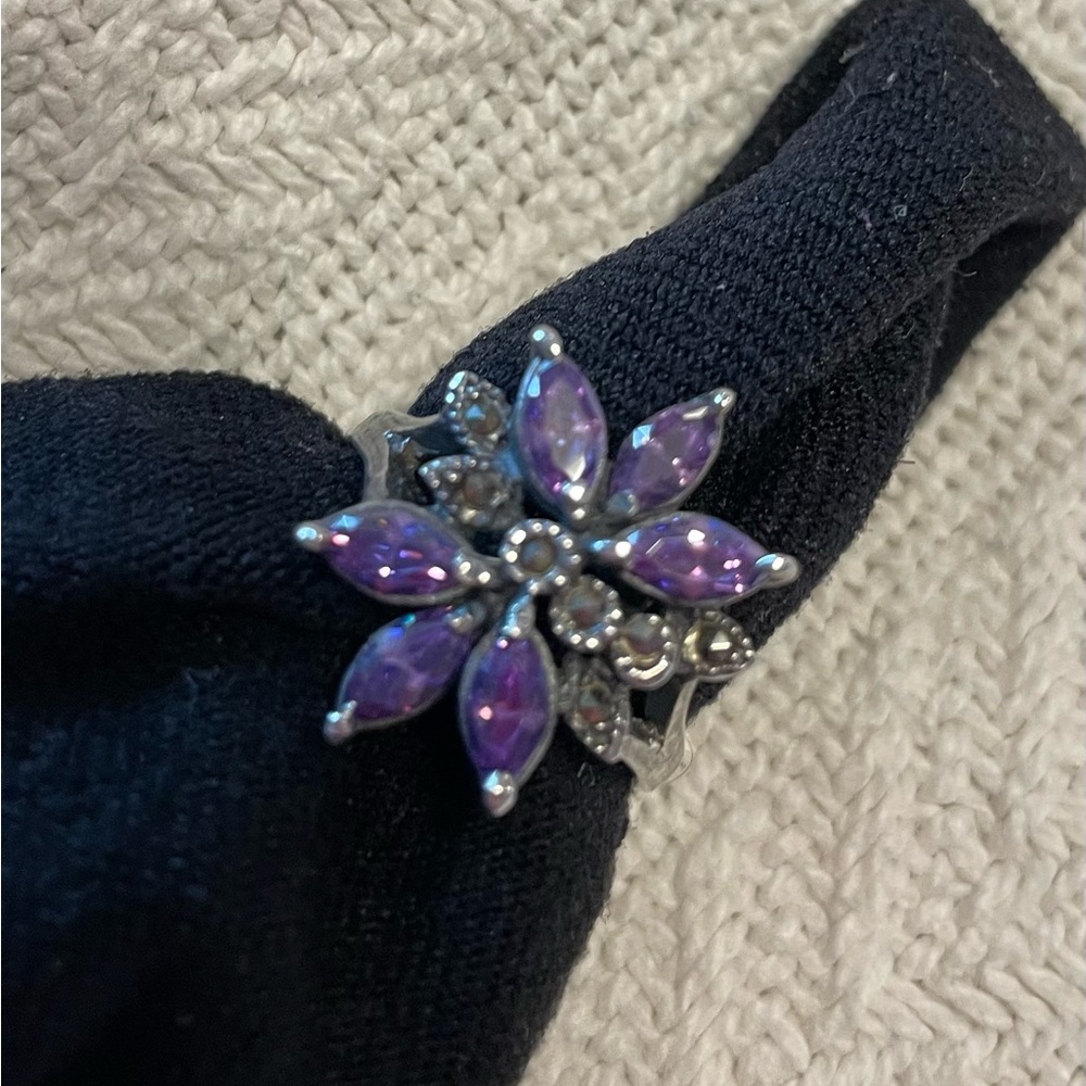 Womens hand made Amethyst and crystal ring.